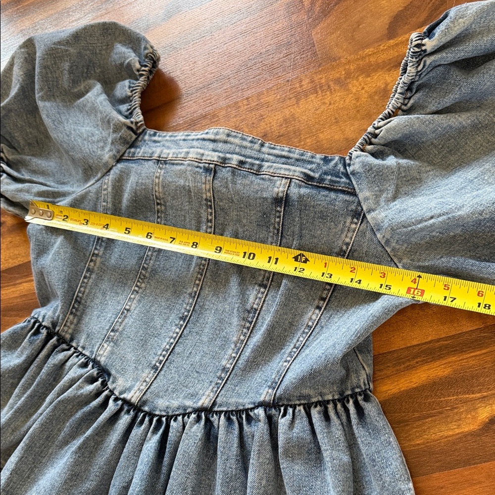 Softer Denim Dress with Puff Sleeves sz M (NWT) - Picture 5 of 15